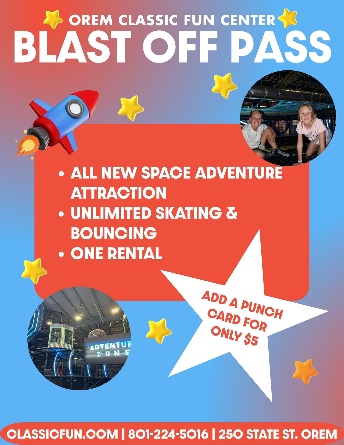 Blast Off Pass + Activity Punch Card