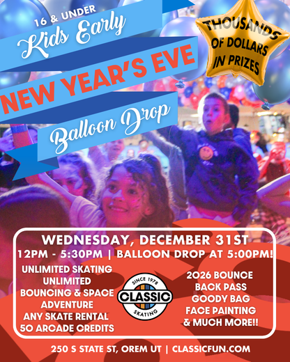 *Member Only* Kid's Early New Year's Eve Balloon Drop Pass (2025-2026)